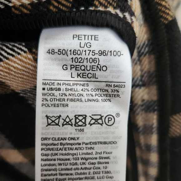 Banana Republic | Italian Double Faced Top Coat Camel/Black Plaid - Sz L Petite - Picture 15 of 15